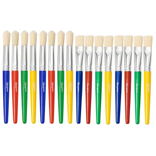16-Piece Non-Toxic Paint Brush Set for Kids Ages 3-8 - Washable Nylon Bristles by Mcenzinen