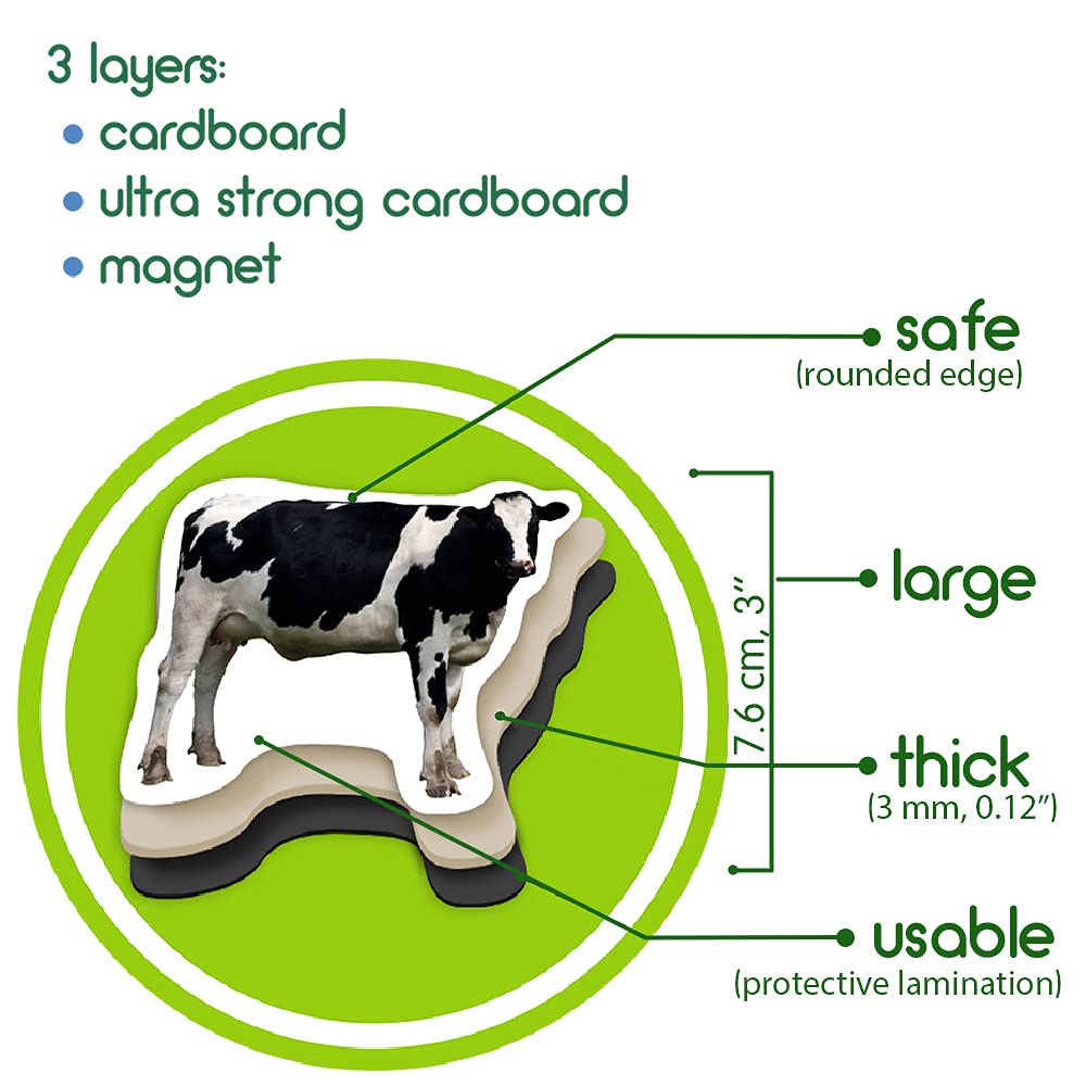 16 Realistic Farm Animal Fridge Magnets by Magdum – Educational Magnetic Set for Toddlers Age 3+