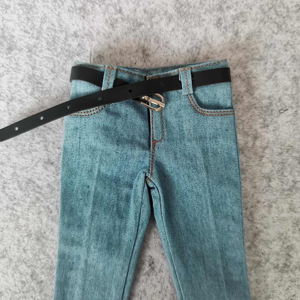 1/6 Scale Blue Jeans Pants for 12" Male Action Figures – Light Blue with Belt