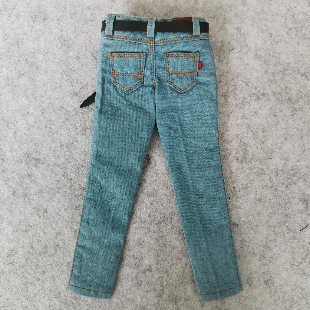 1/6 Scale Blue Jeans Pants for 12" Male Action Figures – Light Blue with Belt