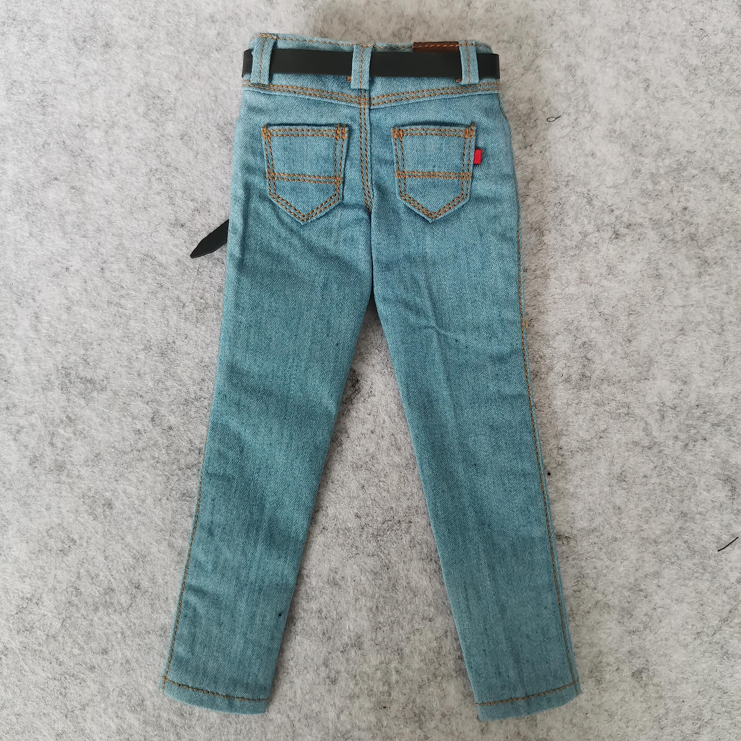 1/6 Scale Blue Jeans Pants for 12" Male Action Figures – Light Blue with Belt