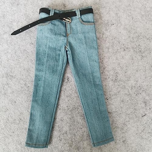 1/6 Scale Blue Jeans Pants for 12" Male Action Figures – Light Blue with Belt