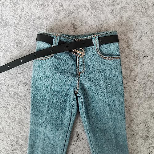 1/6 Scale Blue Jeans Pants for 12" Male Action Figures – Light Blue with Belt