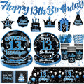 160 Pcs 13th Birthday Boy Party Decoration Set - Plates, Napkins, Banner & More
