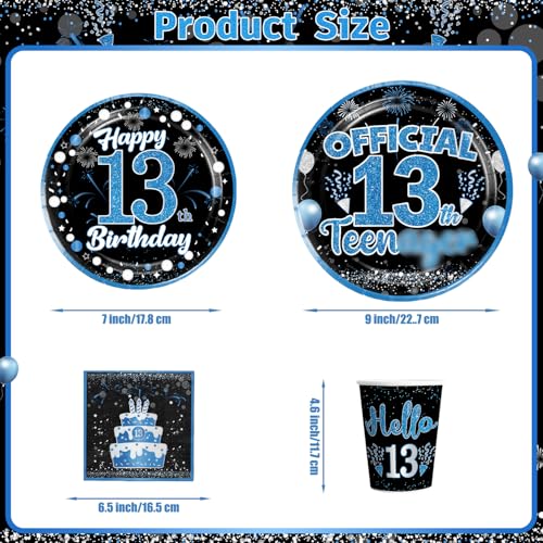 160 Pcs 13th Birthday Boy Party Decoration Set - Plates, Napkins, Banner & More