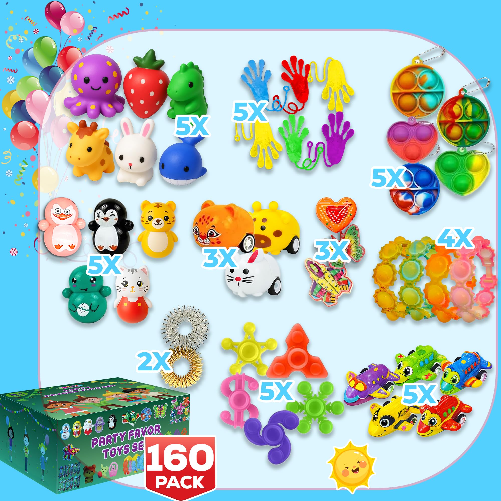 160-Piece Fidget Toy Party Favors Pack – Random Sensory Set for Kids & Adults