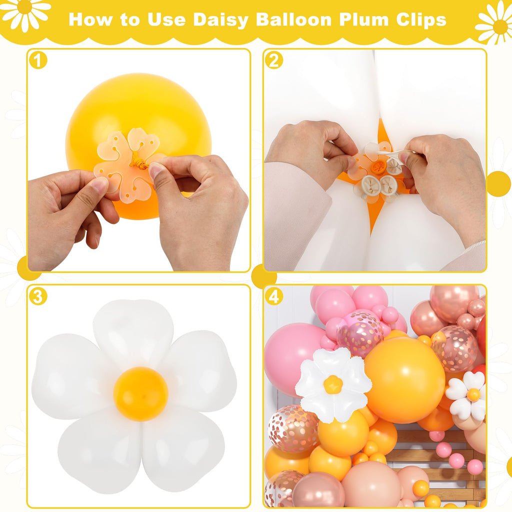 168Pcs Daisy Balloon Arch Garland Kit – Pastel Floral Balloons for Birthday, Baby Shower, Mother's Day & Groovy Parties