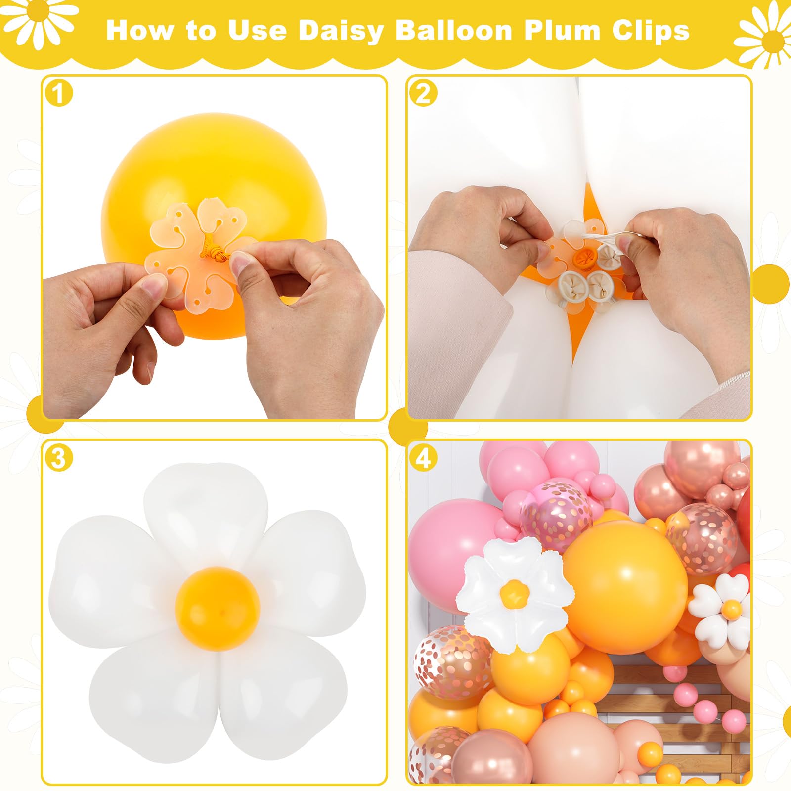 168Pcs Daisy Balloon Arch Garland Kit – Pastel Floral Balloons for Birthday, Baby Shower, Mother's Day & Groovy Parties