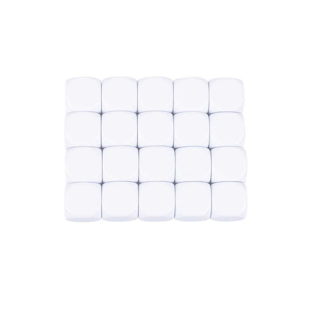 16mm Blank Acrylic Dice with Rounded Corners - 20 White Cubes for Crafts & Games