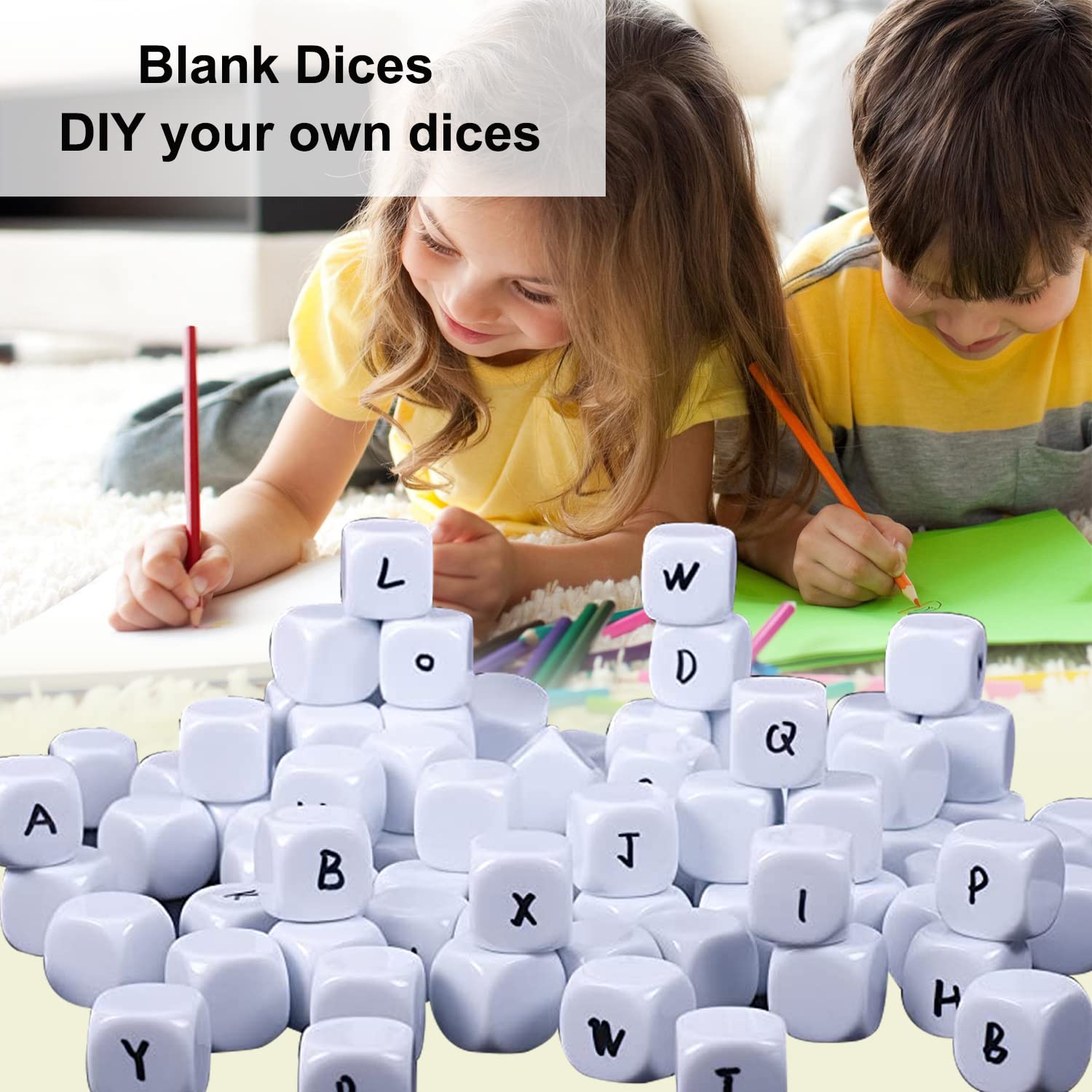 16mm Blank Acrylic Dice with Rounded Corners - 20 White Cubes for Crafts & Games
