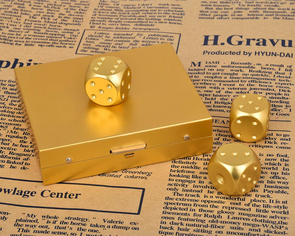 16mm Gold Aluminum Alloy Dice Set (5 Pieces) with Portable Case – DS.DISTINCTIVE STYLE