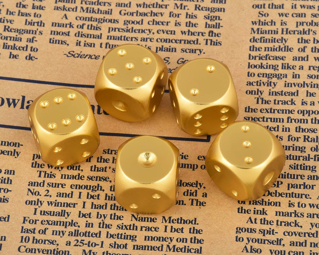 16mm Gold Aluminum Alloy Dice Set (5 Pieces) with Portable Case – DS.DISTINCTIVE STYLE