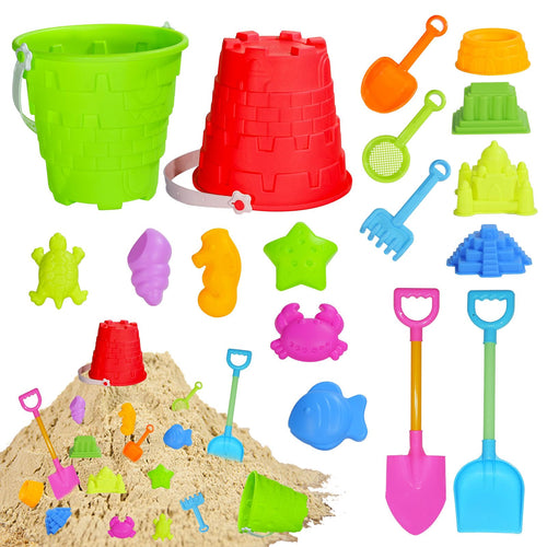 17-Piece Beach Toy Set for Kids – Bucket, Shovel, Molds, Rake & Sifter Sand Toys