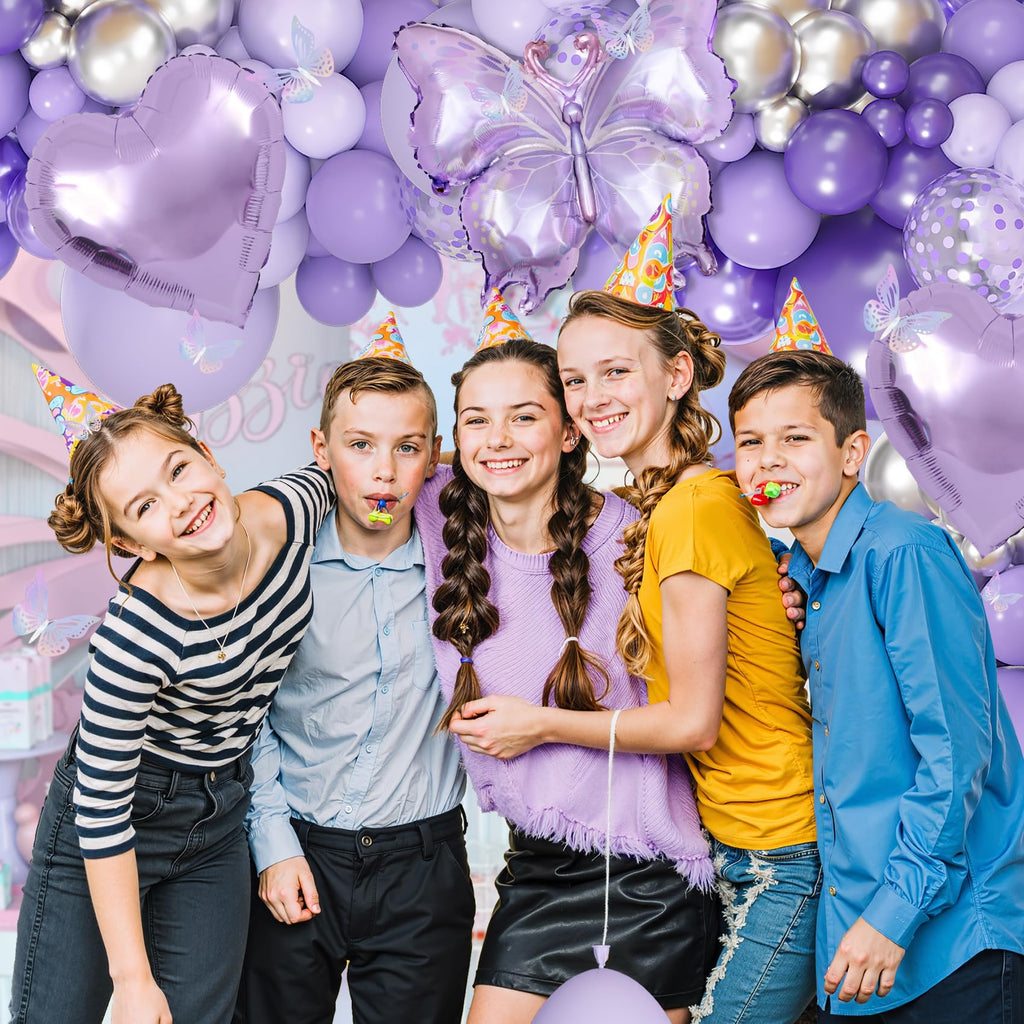 171-Piece Purple Butterfly Balloon Arch Kit with Foil Balloons and Garland Decorations for Birthday, Baby Shower, and Mother's Day Parties