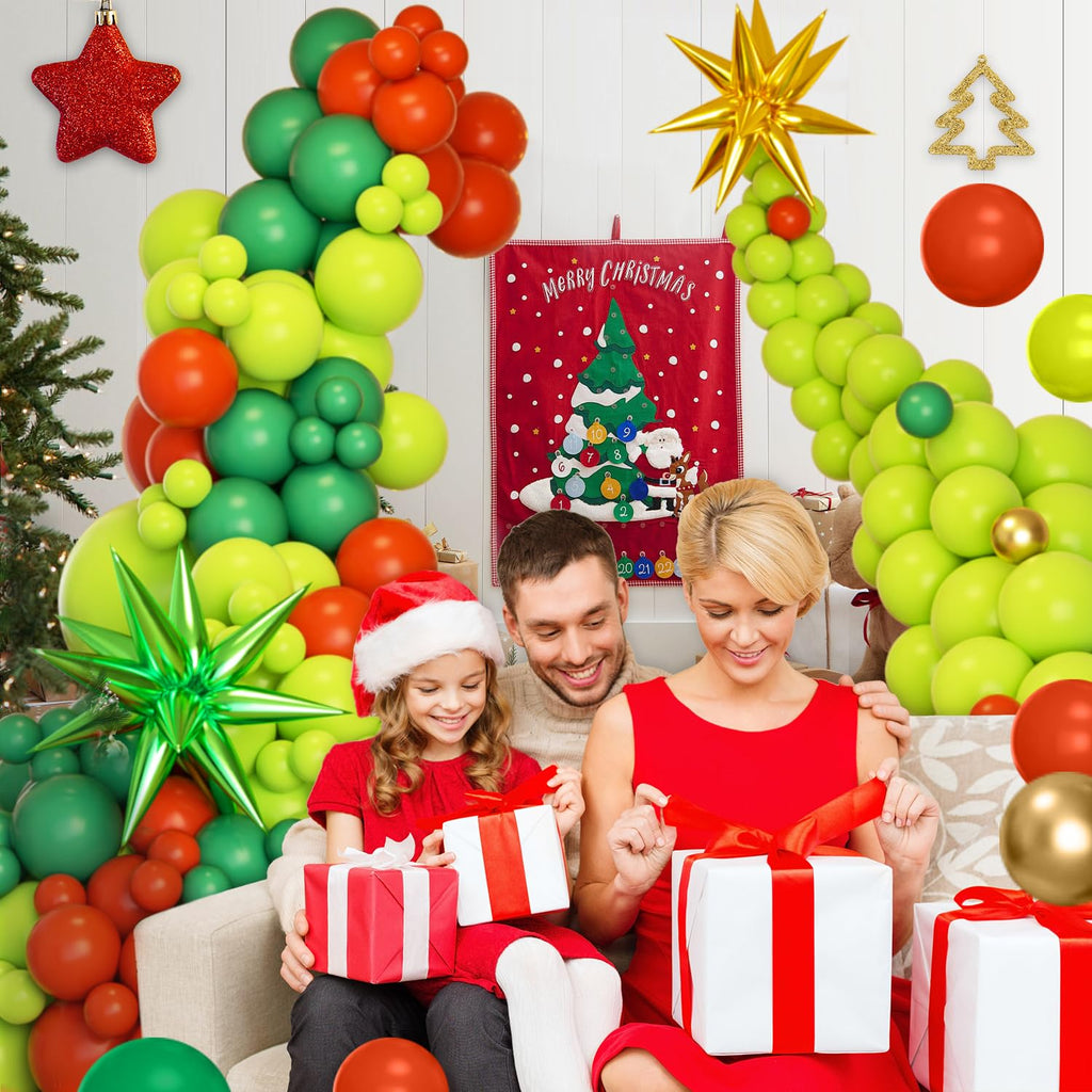 178-Piece Green and Red Balloon Arch Kit for Christmas Party Decorations
