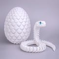 18-Inch 3D Printed Snake Fidget Toy with Dragon Egg – Stress Relief Desk Decor (White)