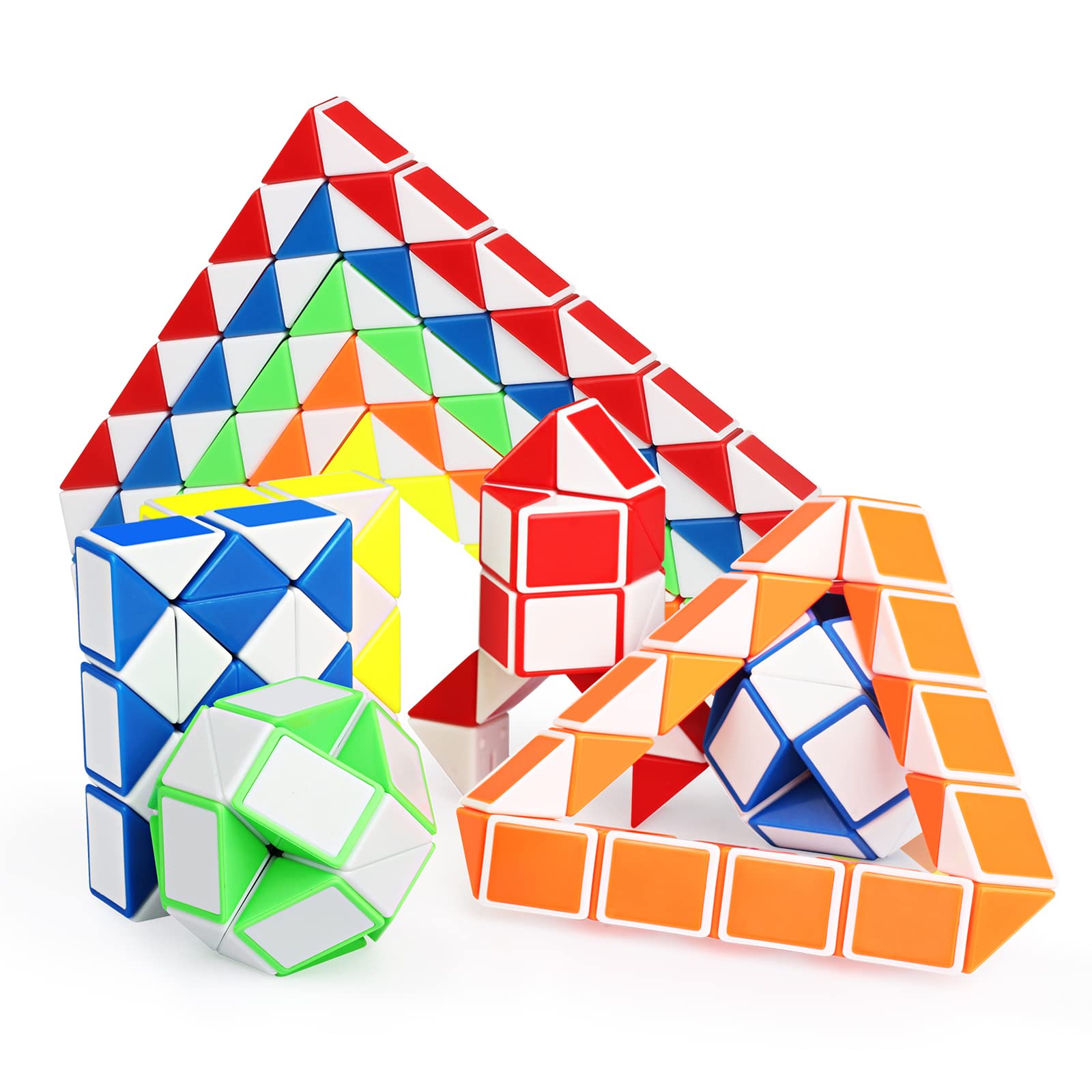 18-Pack Fidget Snake Cube Twist Puzzles – Mini Magic Snake Toy Bulk for Kids, Party Favors, Classroom Rewards, Sensory Toys (Random Colors)