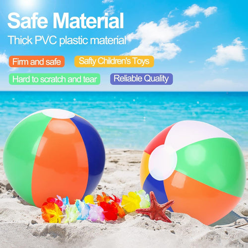 18-Pack Inflatable Beach Balls – 8-Inch Rainbow PVC Pool Toys for Summer Fun, Party Favors & Outdoor Games