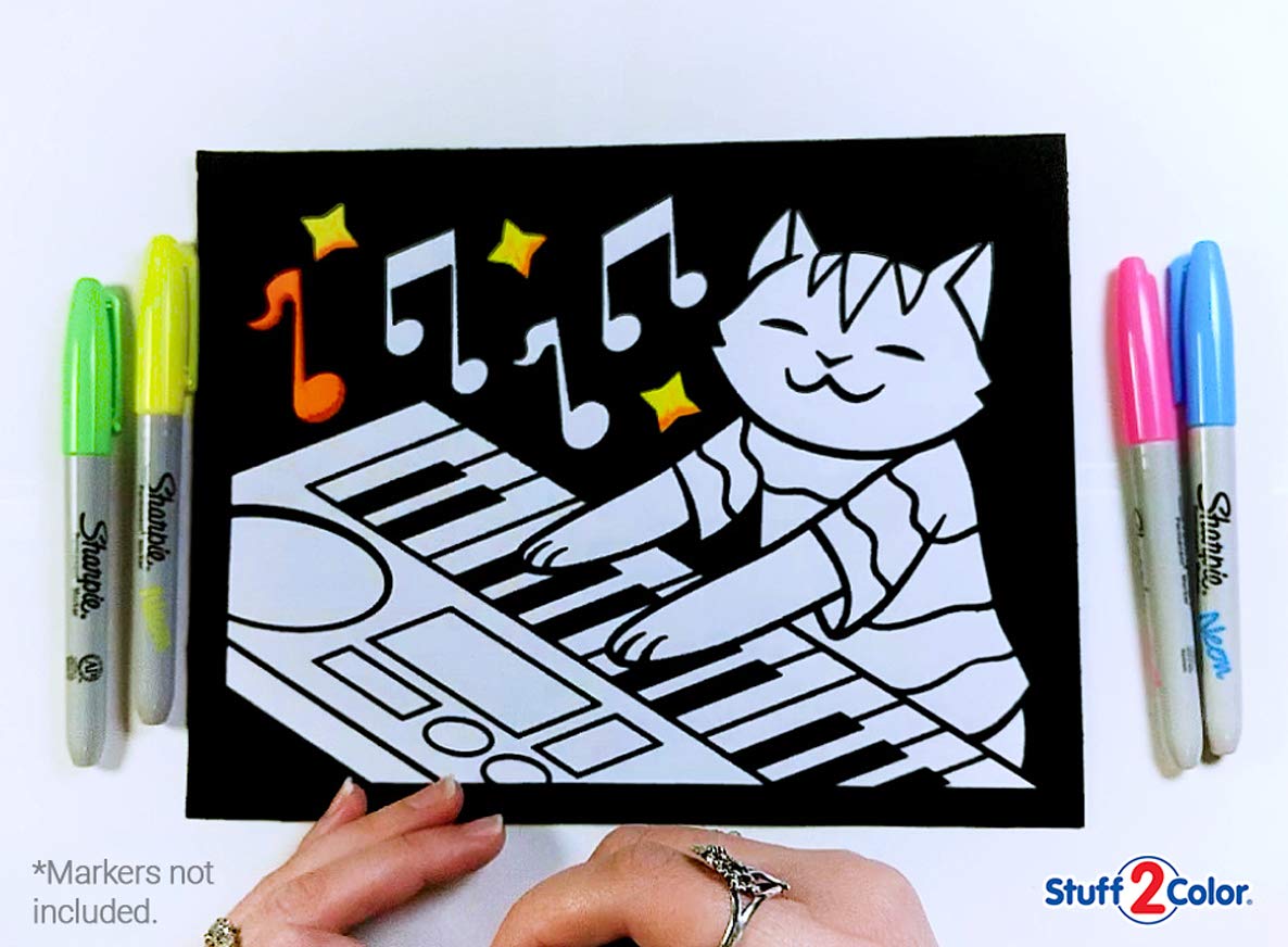 18 Silly Kitties Fuzzy Coloring Posters – No-Mess Velvet Crafts for All Ages (Stuff2Color)