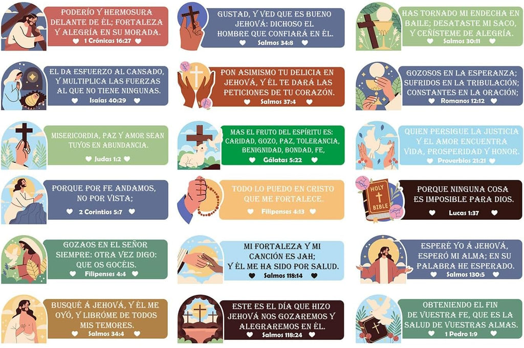 180 Spanish Bible Verse Stickers – Inspirational Scripture Decals in Español, A4 Sheets, Matte Finish, Christian Faith Motivational Stickers for Journals, Gifts, Church