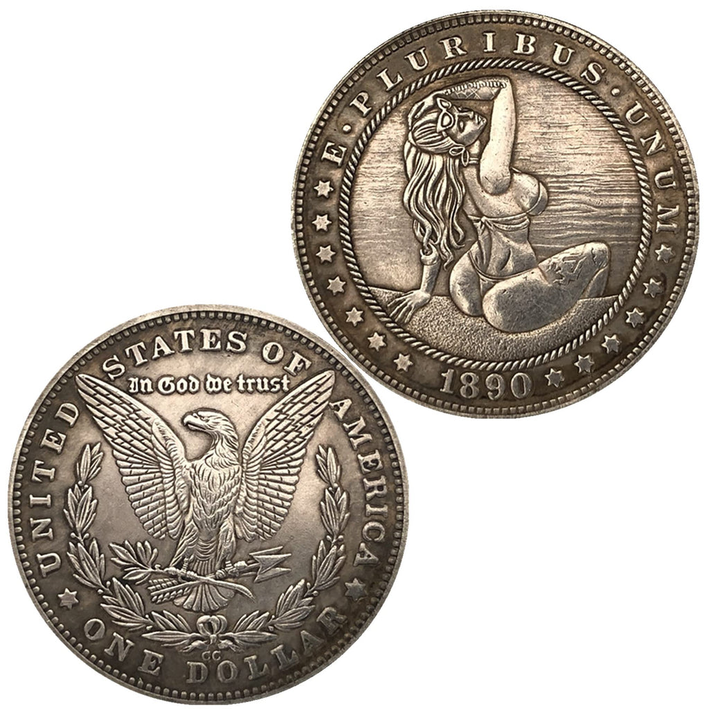 1890 Morgan Commemorative Silver-Plated Brass Coin – Collectible Replica in Protective Case