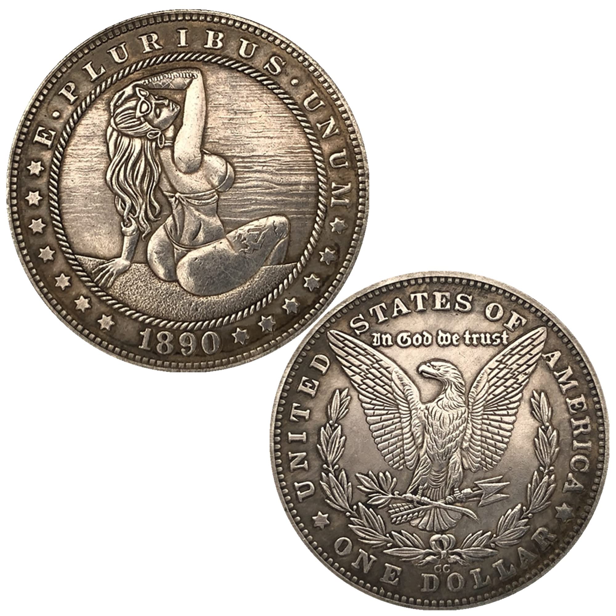 1890 Morgan Commemorative Silver-Plated Brass Coin – Collectible Replica in Protective Case