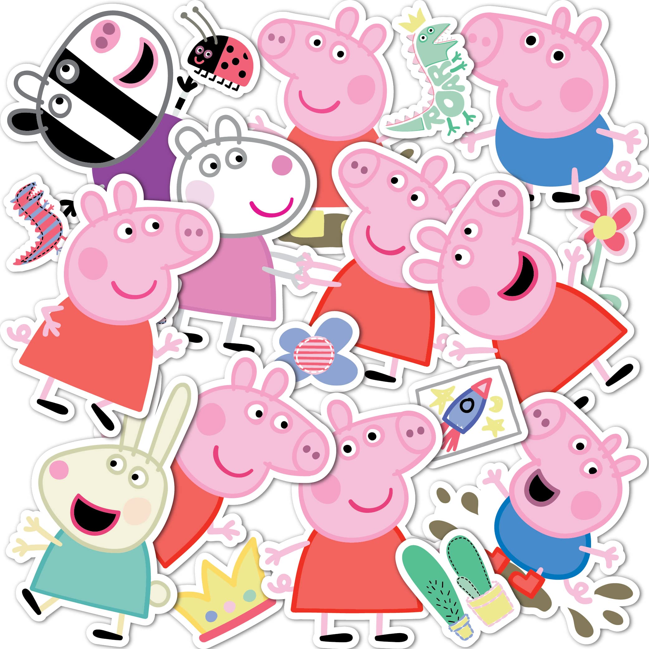 19 Peppa Pig Stickers Sheet – Waterproof Vinyl Decals for Laptops, Water Bottles, Cars – Officially Licensed by Hasbro
