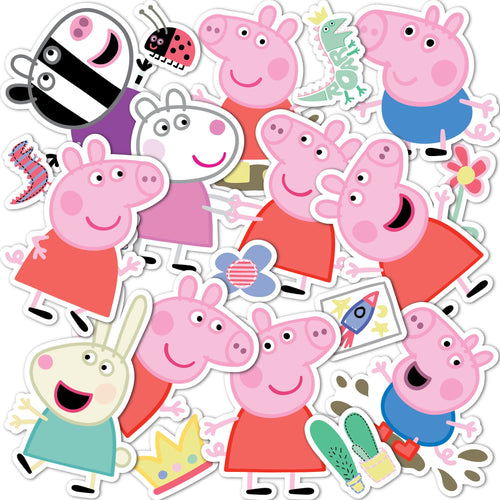 19 Peppa Pig Stickers Sheet – Waterproof Vinyl Decals for Laptops, Water Bottles, Cars – Officially Licensed by Hasbro