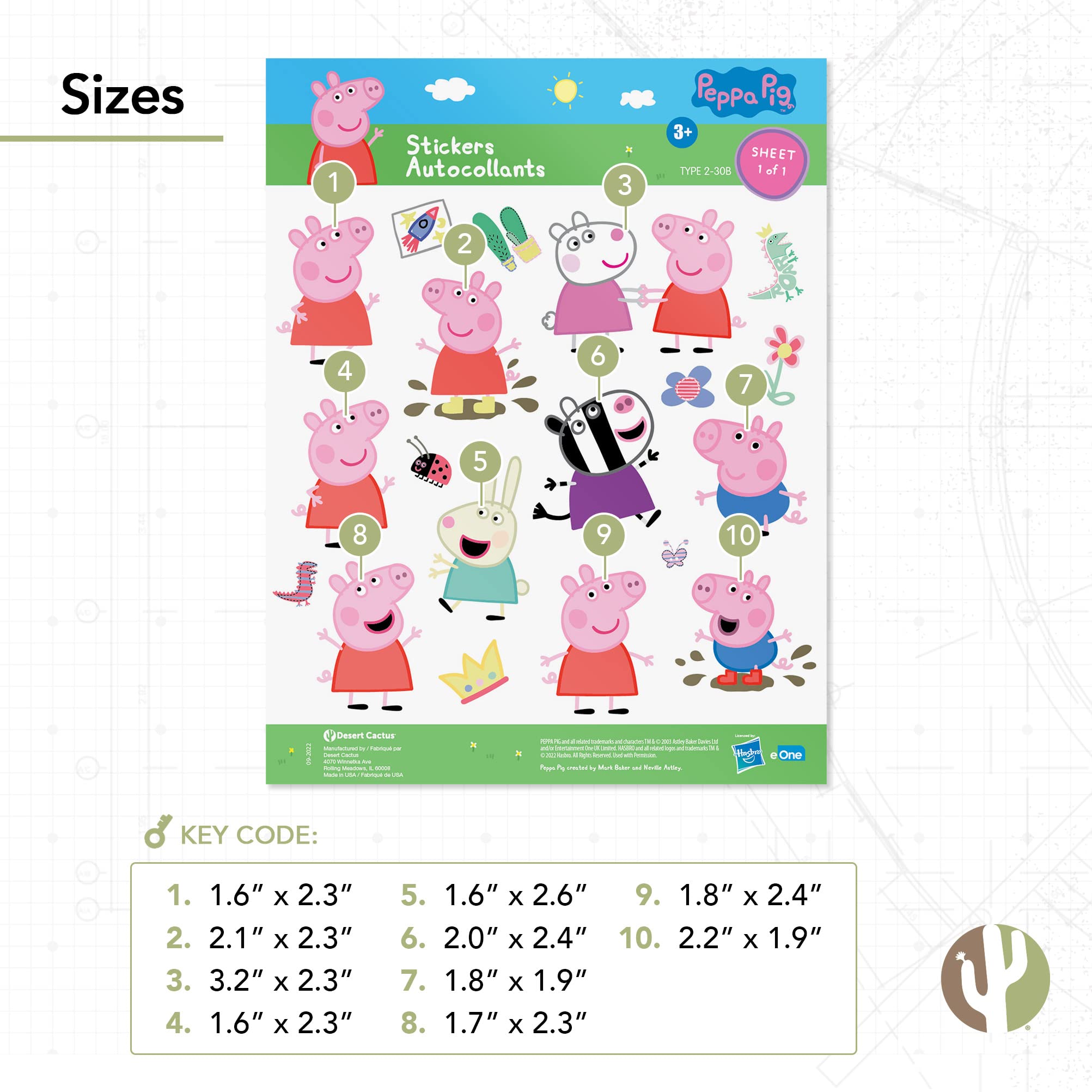 19 Peppa Pig Stickers Sheet – Waterproof Vinyl Decals for Laptops, Water Bottles, Cars – Officially Licensed by Hasbro