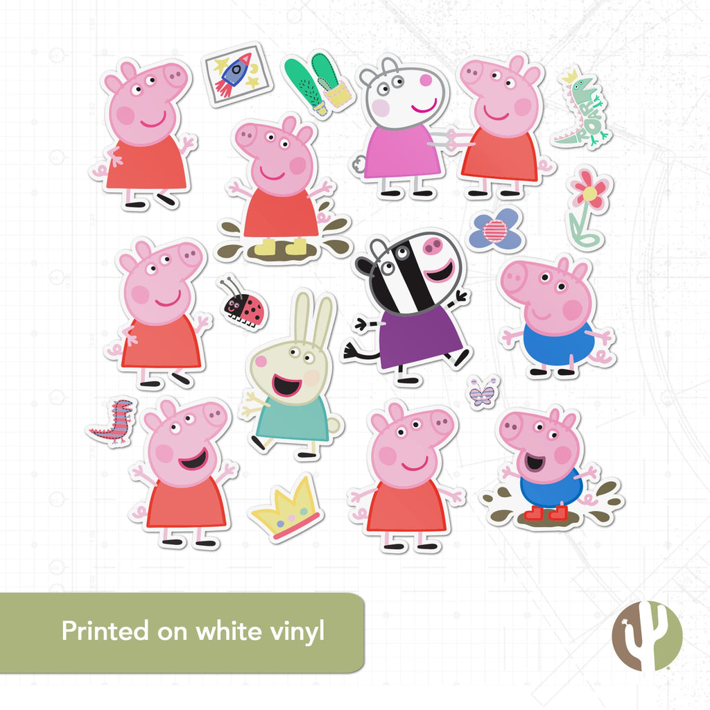 19 Peppa Pig Stickers Sheet – Waterproof Vinyl Decals for Laptops, Water Bottles, Cars – Officially Licensed by Hasbro