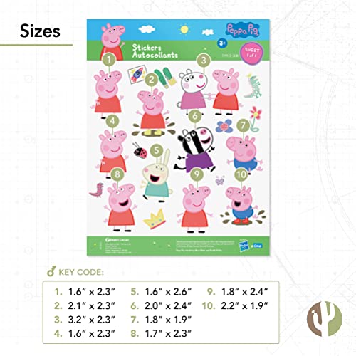 19 Peppa Pig Stickers Sheet – Waterproof Vinyl Decals for Laptops, Water Bottles, Cars – Officially Licensed by Hasbro
