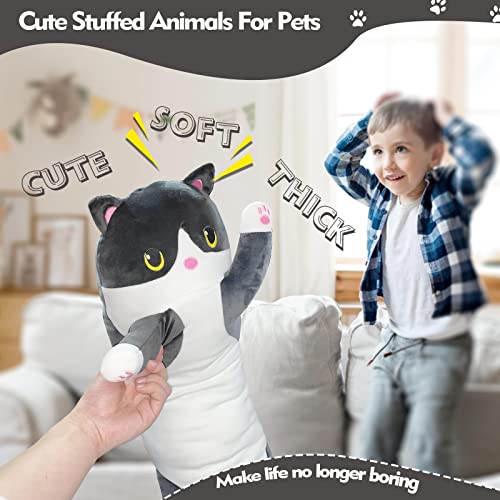 19.6in Long Cat Plush Pillow - Black Cat Plushie Stuffed Animal, Kawaii Body Pillow Gift