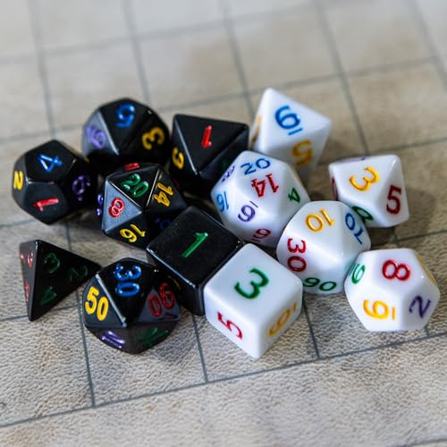 1985 Games Mystery Dice Set – 7 Polyhedral Dice with Random Patterns for DND and RPGs