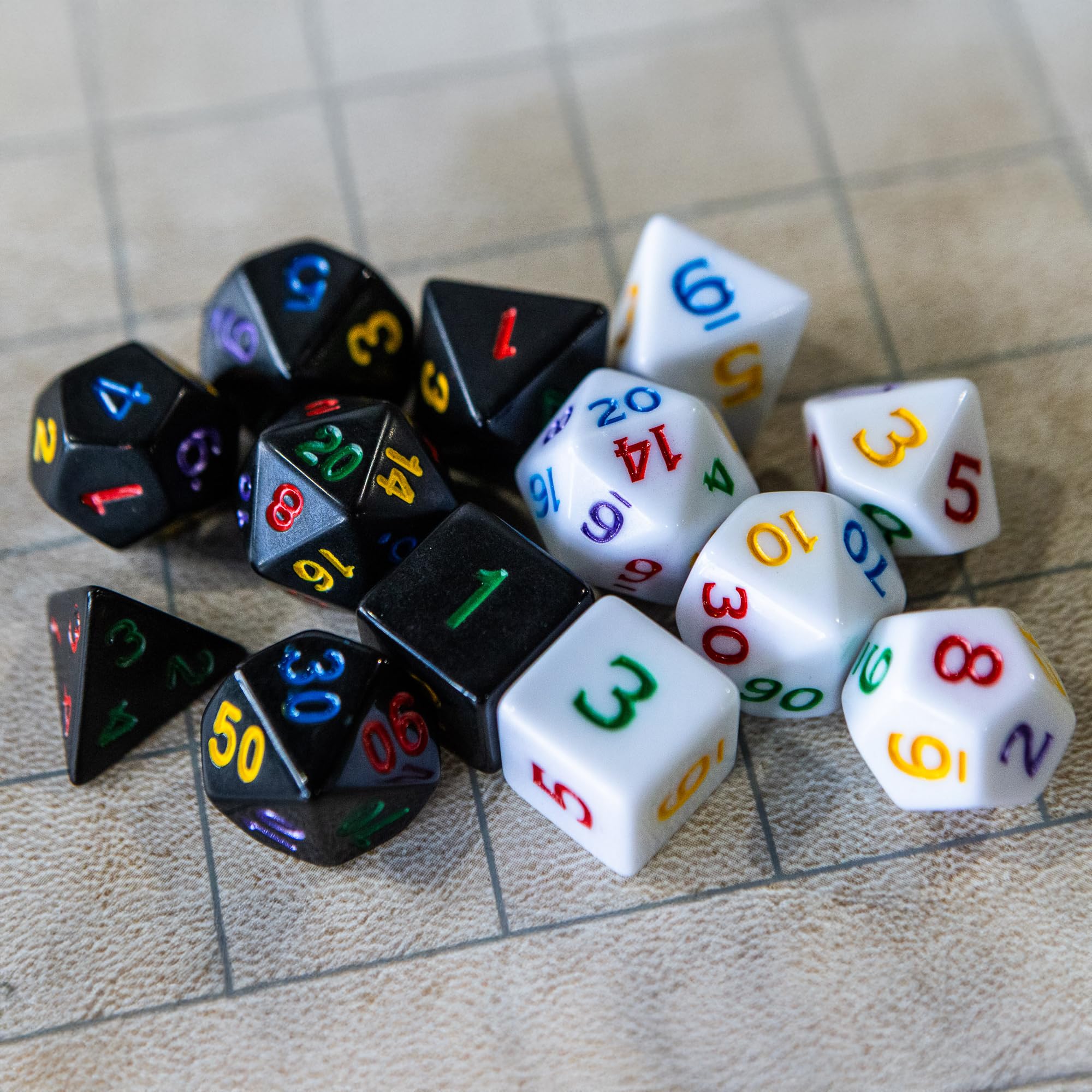 1985 Games Mystery Dice Set – 7 Polyhedral Dice with Random Patterns for DND and RPGs