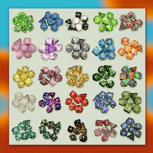 1985 Games Mystery Dice Set – 7 Polyhedral Dice with Random Patterns for DND and RPGs