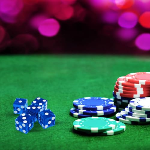 19mm Serialized Casino Dice Set – Sharp Edge, High-Polish Blue & White by Trademark Poker