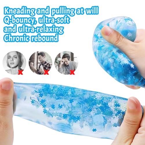 2 Blue Stress Cube Fidget Toys with Snowflakes – TPR Squeeze Balls for Adults and Teens
