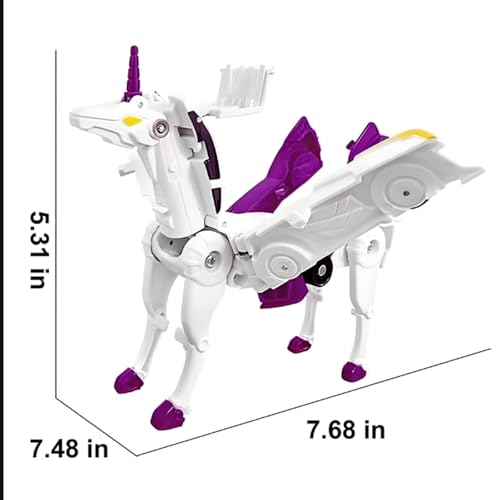 2-in-1 Magnetic Collision Transforming Cars Toy – Unicorn Robot Car for Kids Ages 2-12, No Batteries Required, Purple