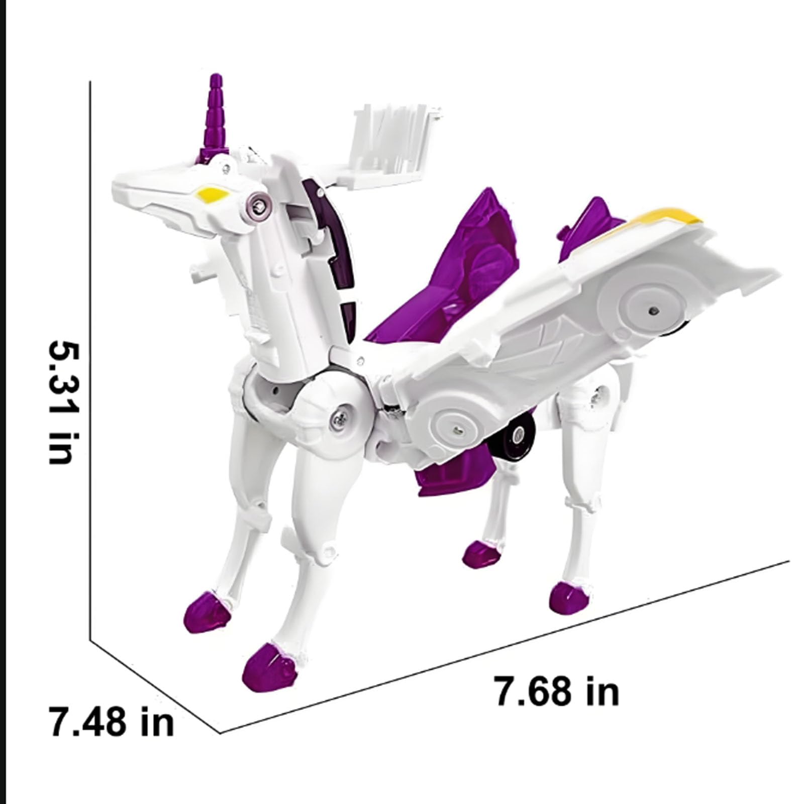 2-in-1 Magnetic Collision Transforming Cars Toy – Unicorn Robot Car for Kids Ages 2-12, No Batteries Required, Purple
