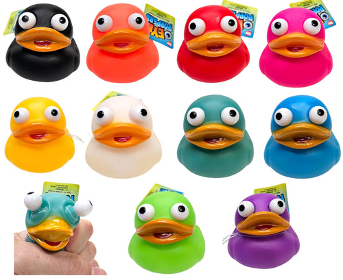 2-Inch Ducky Eye Poppers (10 Pack) – Rubber Squeeze Toys for Carnival Prizes, Party Favors, Bath Time & Jeep Ducking