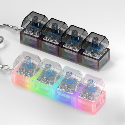 2 Keyboard Fidget Toys with LED Lights - Black & White Stress Relief Clicker Keychains