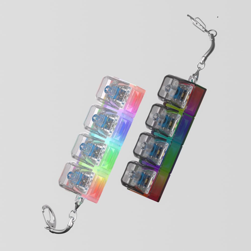2 Keyboard Fidget Toys with LED Lights - Black & White Stress Relief Clicker Keychains