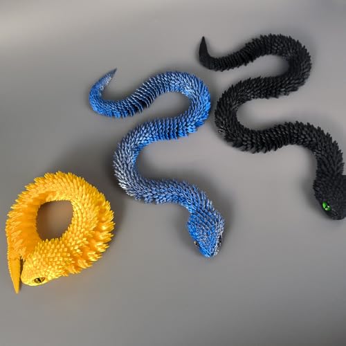 2-Pack 18" 3D Printed Snakes – Articulated, Poseable PLA Figures in Gold & Blue Silver