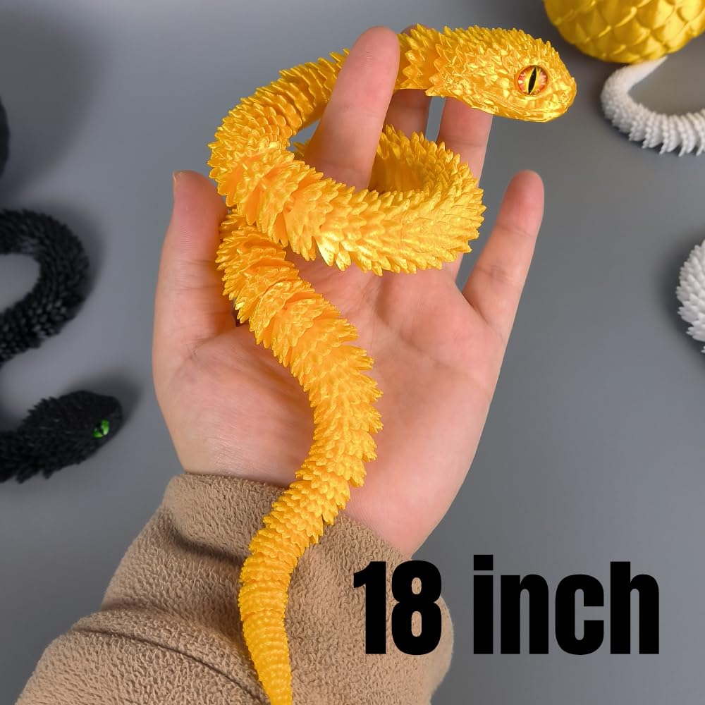 2-Pack 18" 3D Printed Snakes – Articulated, Poseable PLA Figures in Gold & Blue Silver