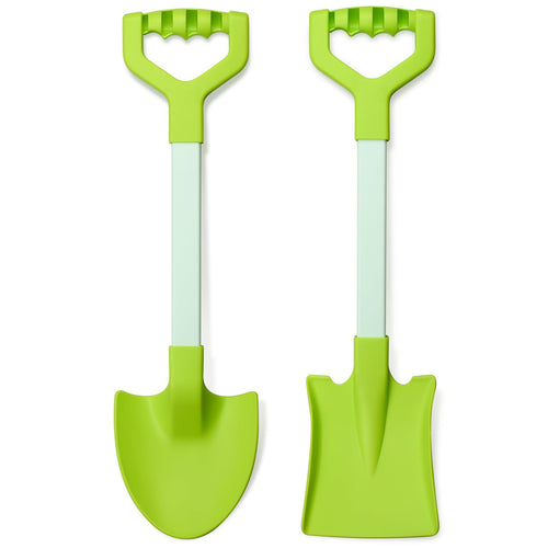2-Pack 20-Inch Green Kids Beach Shovels - Heavy Duty Plastic Sand Scoops for Sandbox, Garden & Snow