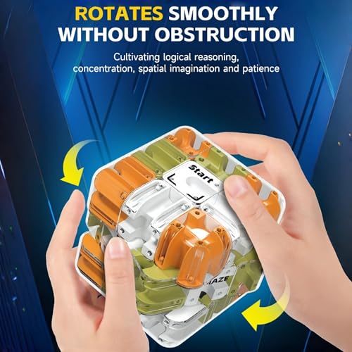 2-Pack 3D Maze Cube Puzzle Battle Set – 2-in-1 Twist & Roll Brain Teaser for Kids Teens (Blue & Yellow)