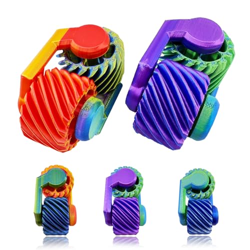 2-Pack 3D Printed Gear Fidget Spinner Set - Sensory Toys for Stress Relief and Focus, Easter Basket Stuffers for Kids and Adults