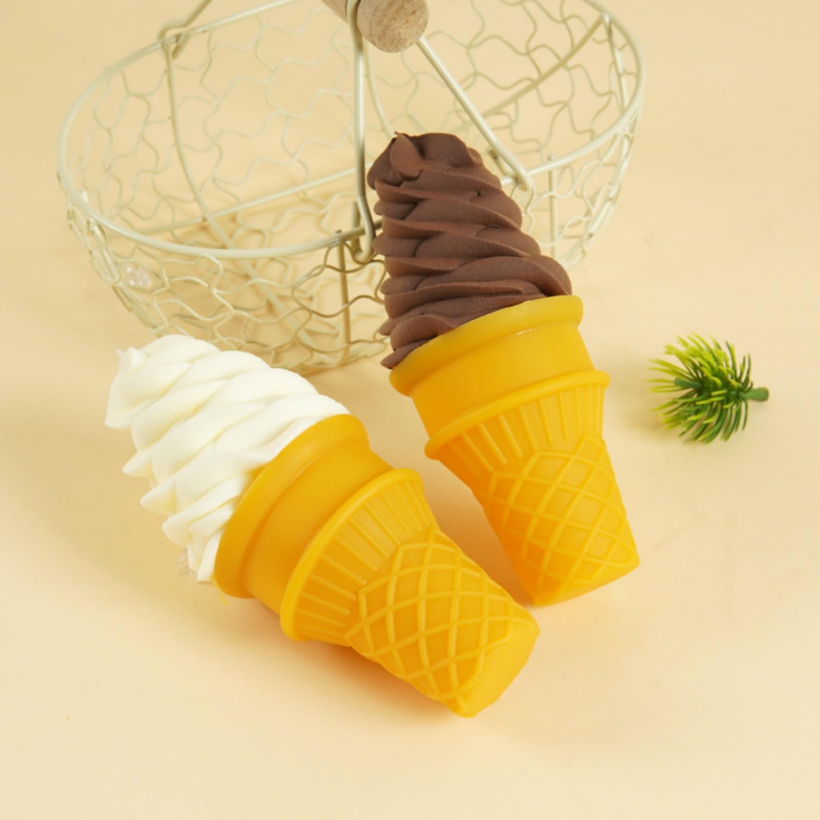 2 Pack Artificial Ice Cream Decor – Lifelike Fake Ice Cream Food Model for Photography, Party, and Home Display