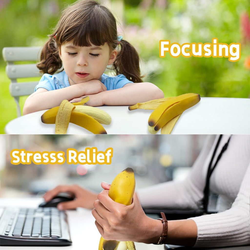 2 Pack Banana Squishies – Stress Relief Soft Scented Squeeze Toys for Kids & Adults