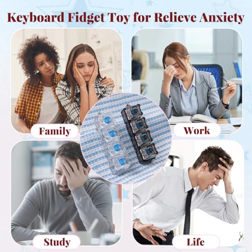 2-Pack Bear Keyboard Fidget Toy with LED Lights – Cute Clicky Keychain for Stress Relief (Black & White Transparent)